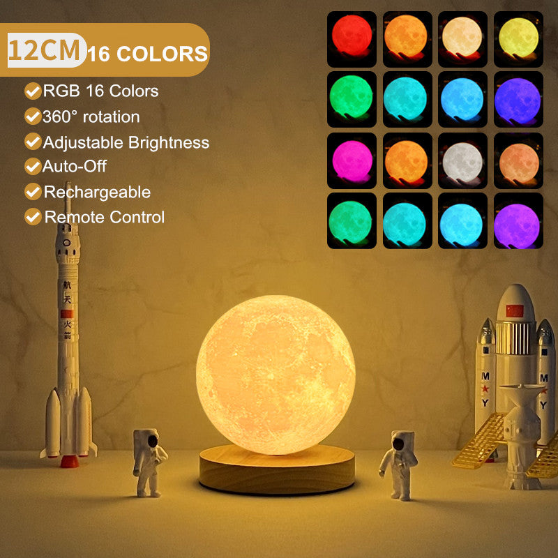 Creative 3D Magnetic Floating Levitating Moon Lamp Touch Control 3 Color Moon Light