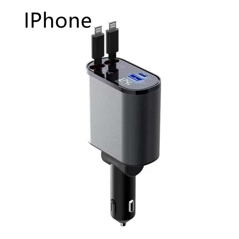 Metal Car Charger 100W Super Fast Charging Car  USB And TYPE-C Adapter